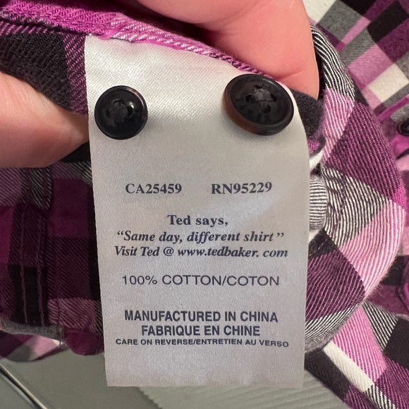 BORN BY TED BAKER Purple, Black & White Checked Flannel Shirt, Ted sz. 4/Large - Picture 5 of 8